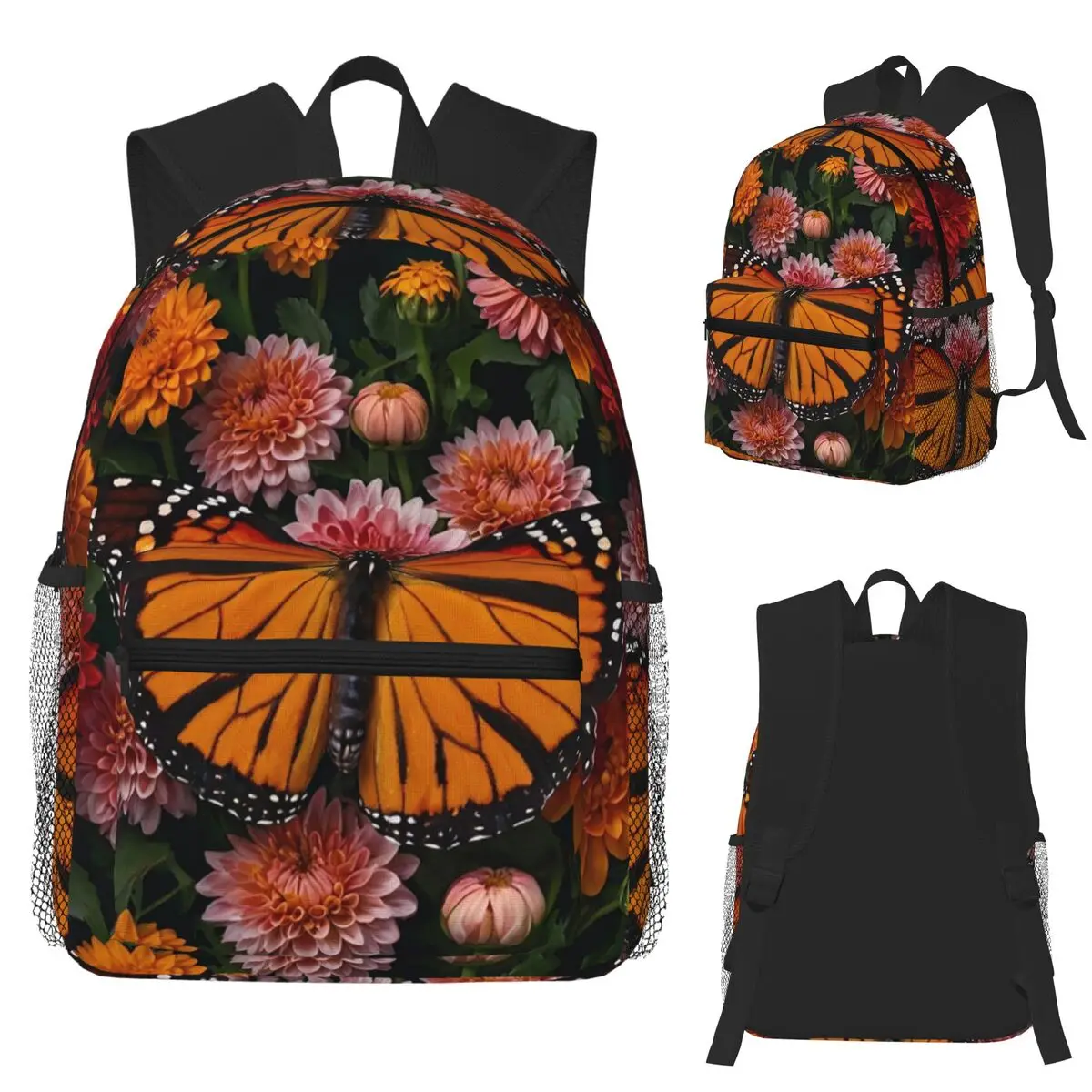 Orange Monarch Butterfly Student Backpack School Bag Hiking Travel Daypack for Men Women Bookbag Shoulder Bags