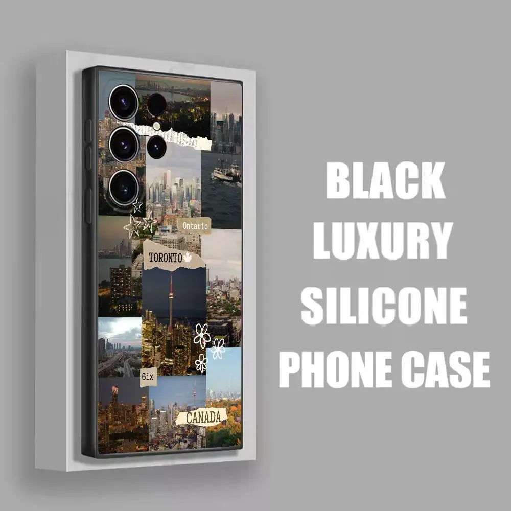 Capa de telefone de viagem com bandeira do passaporte do Canadá para Samsung S25, S24, S21, S22, S23, S30, Ultra, S20, Plus, Fe, Lite, 5G Capa preta