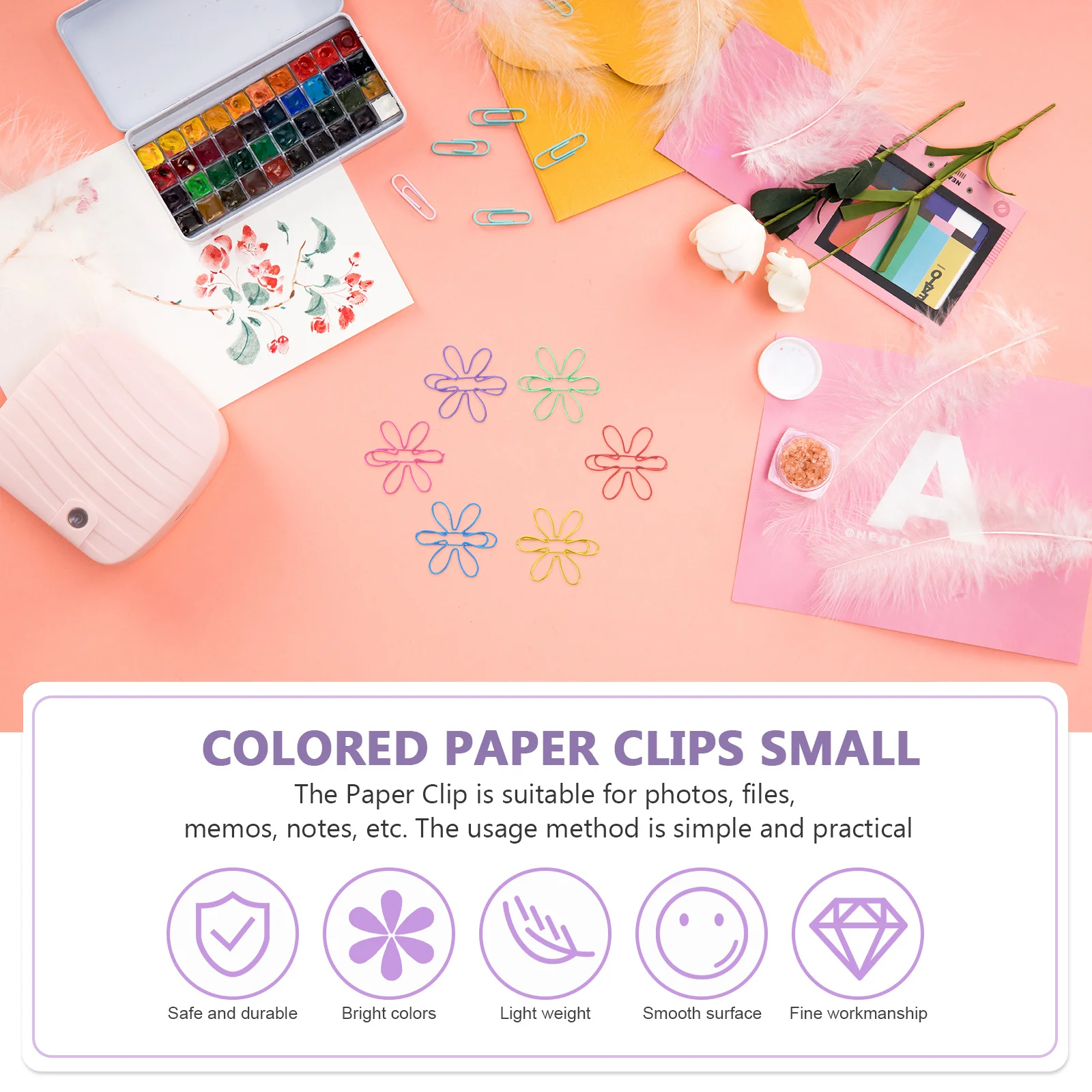 

60Pcs Sunflower Paper Clips Cute Clip Bookmarks for Document Organizer Office School Journal Decorative Paperclips