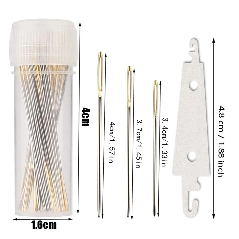 30PCS Stainless Steel Cross Stitch Needles Blunt Embroidery Needle with Needle Bottle DIY Embroidery Home Sewing Kit #22/24/26