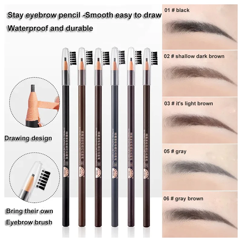 6Colors Eyebrow Pencil Fine Waterproof Capillary Long Lasting Easy To Use Natural Makeup Product Beginner Eye Brow Pen Cosmetics