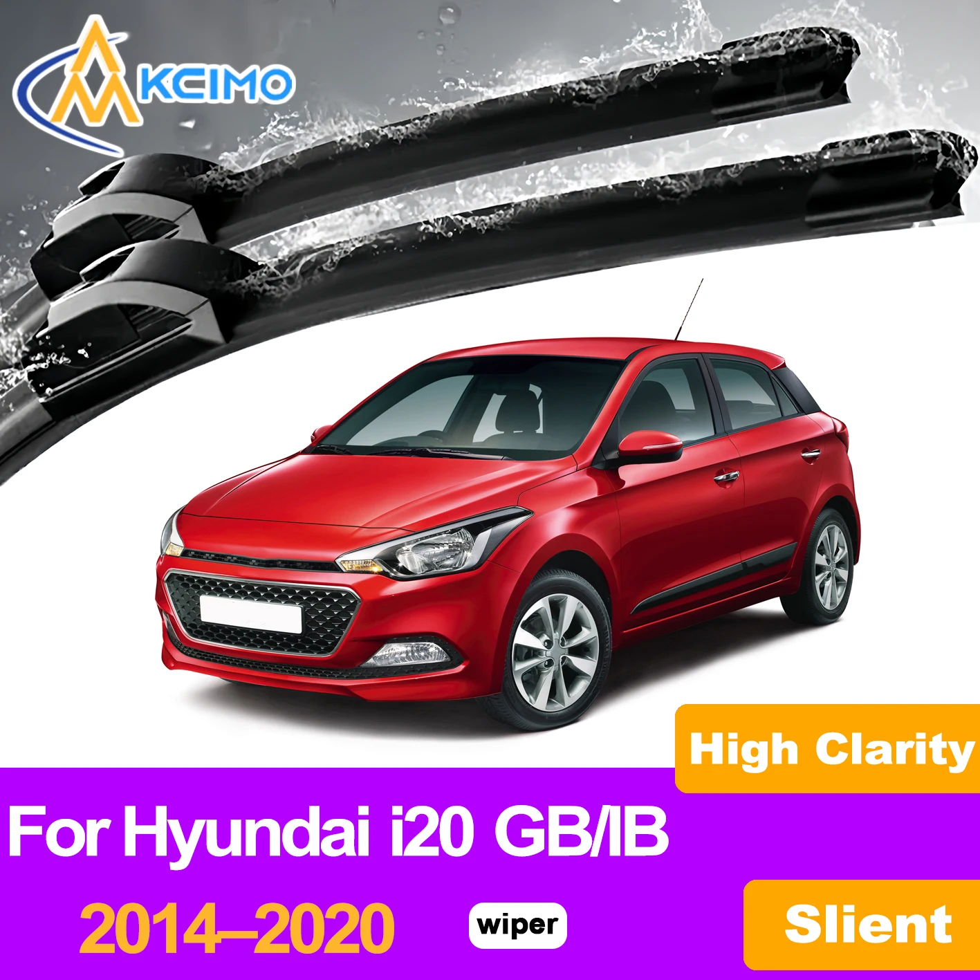 

KCIMO 2PCS Front Windshield Wiper Blades For Hyundai i20 GB/IB 2014–2020, Enhance Driving Visibility High Quality Clean Wipers