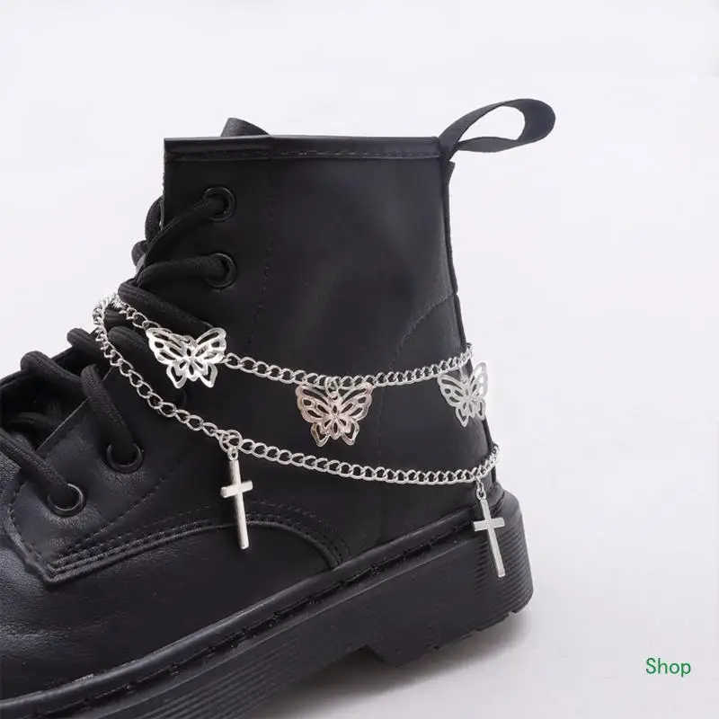 Dropship Butterfly Punk Side Chain On Shoe Boot Handbag Pendant for Girls Stylish Boot Bracelet Trousers Street Clothing Chain