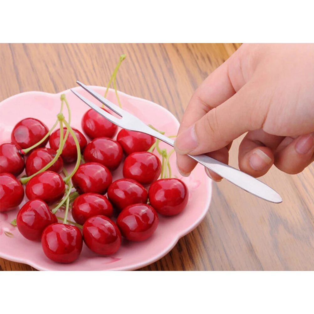 

6Pcs Double Ended Stainless Steel Fruit Forks Two Prong Forks Cutlery for Dessert Fruit Tasting Dinnerware Set