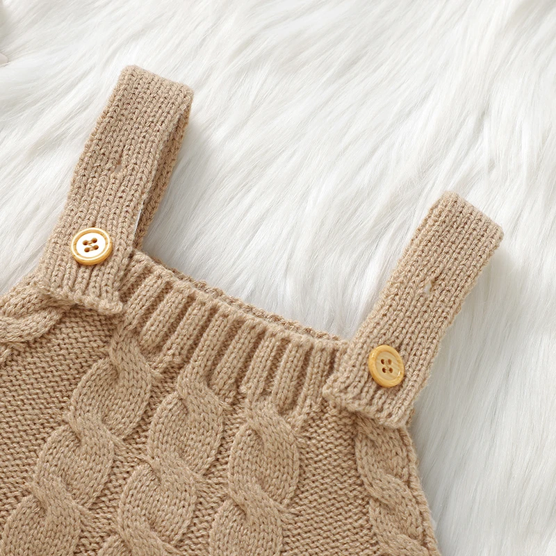 Baby Girls Rompers Knitted Casual Sleeveless Newborn Infant Boys Solid Jumpsuits Playsuits 0-18m Toddler Unisex Outfits Clothes