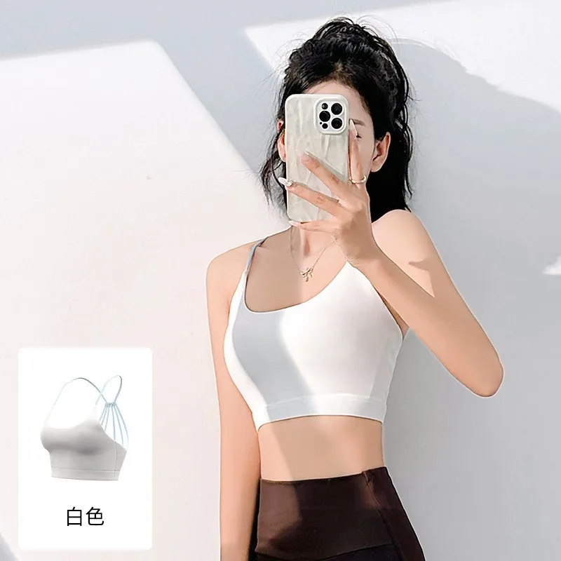 Women Gym Sport Bra Outdoor Jogging Leisure Commuting High Elasticity Sports Bra With Chest Pad Yoga Fitness Underwear Tank Top