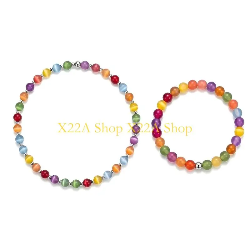 Unique Playful Candy Colored Resin Necklace Bracelet Set Color Changes Jewellery Piece