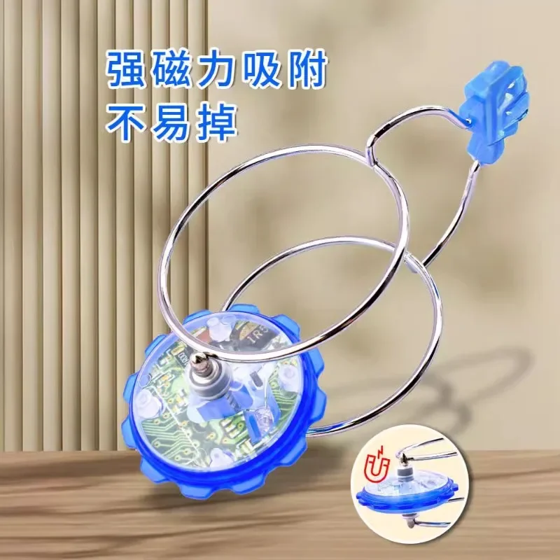 LED マジックオービットこまおもちゃクリエイティブ手回しカラー発光カラフルなジャイロスコープ回転ハンドル子供クリスマスギフト