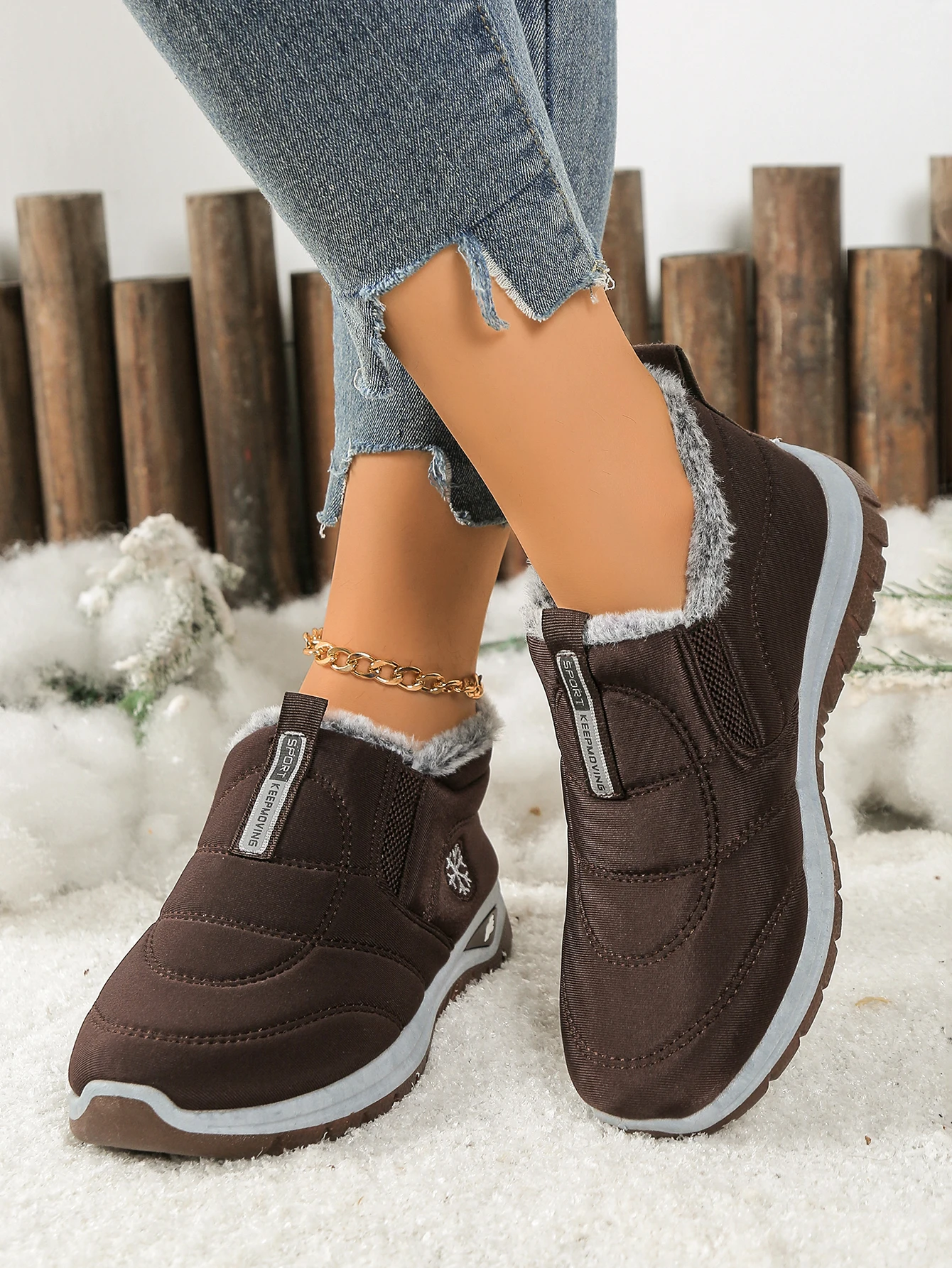 Damenstiefel, leichte Damenschuhe, bequeme Damen-Freizeitschuhe mit weicher Sohle und dickem Fleecefutter, Schuhe mit kostenlosem Versand – Detail 23