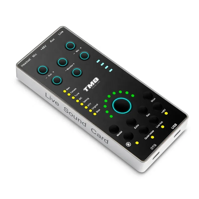 MY MIC TM8 professional USB Podcast Live sound card for live streaming Singing Digital Audio interface with Multiple effects