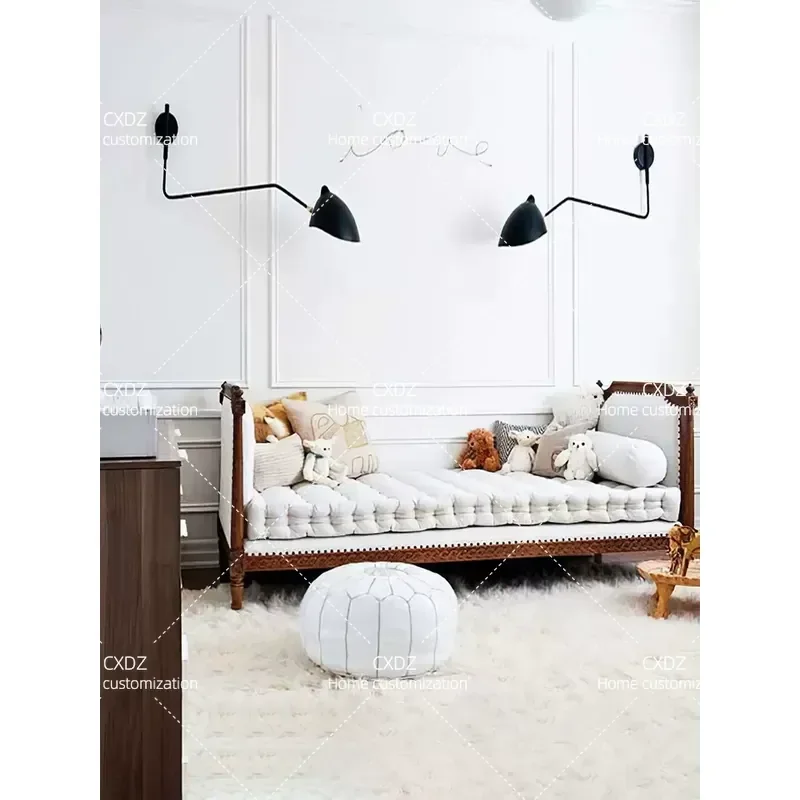Solid Wood Sofa Bed Side Stool Living Room Shoe Changing Bench Light Luxury Recliner Chair for Bedroom and Guest House Use