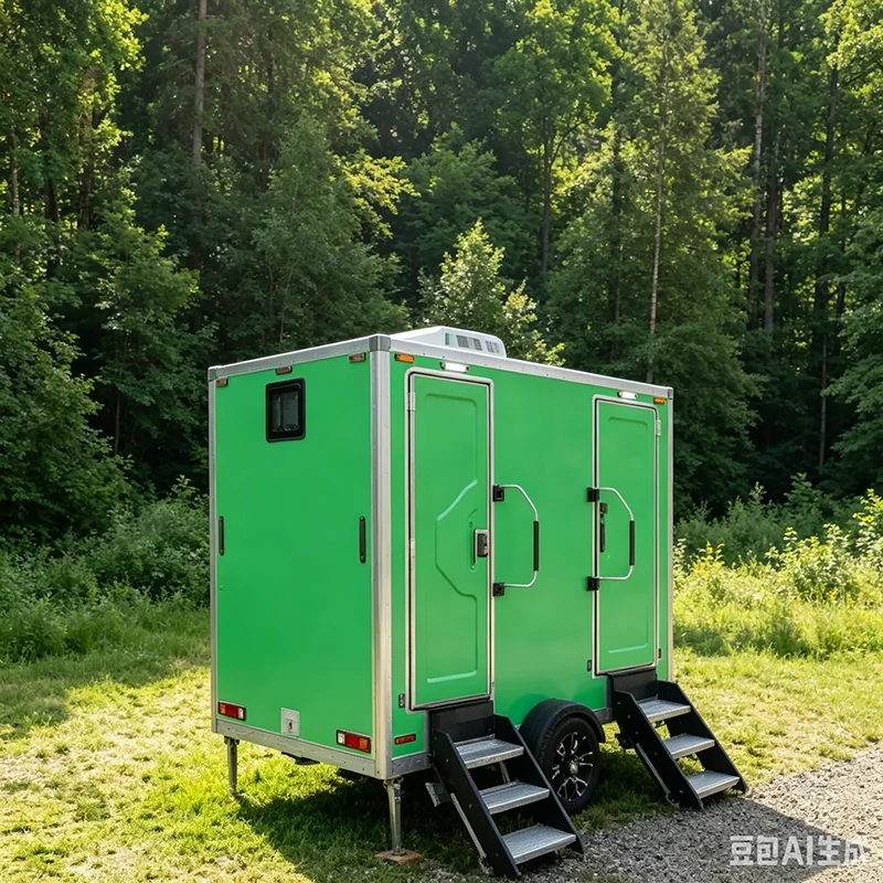 Single Stall Portable Toilet Trailer Lightweight Mobile Restroom for Construction Site Park Outdoor Activities