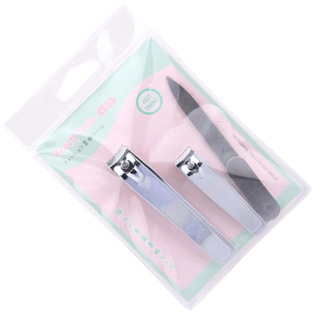 

3 Pcs File Set Stainless Steel Durable Manicure Tools Pedicure Kit Manicure Tool Nail Clippers Silver Color Gifts
