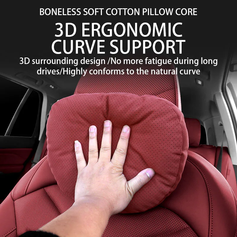 وسادة قطنية عالمية لمسند رأس السيارة شيري، من جلد الغزال والقطن، دعم مريح، قابل للتعديل، وسادة مريحة #3