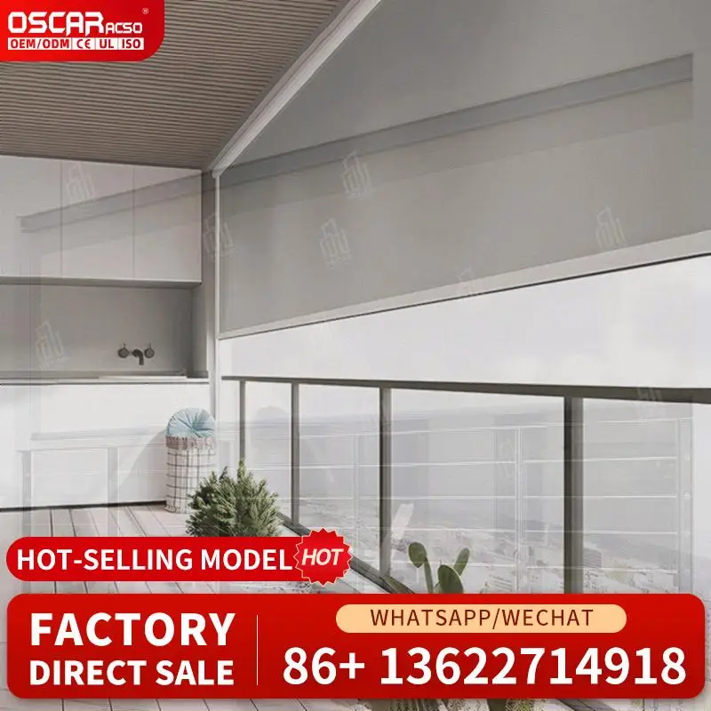 

Оптовая продажа, электрическая уличная ветрозащитная водонепроницаемая скатывающая солнцезащитная штора для павильона, ресторана, сада, рулонная жалюзи