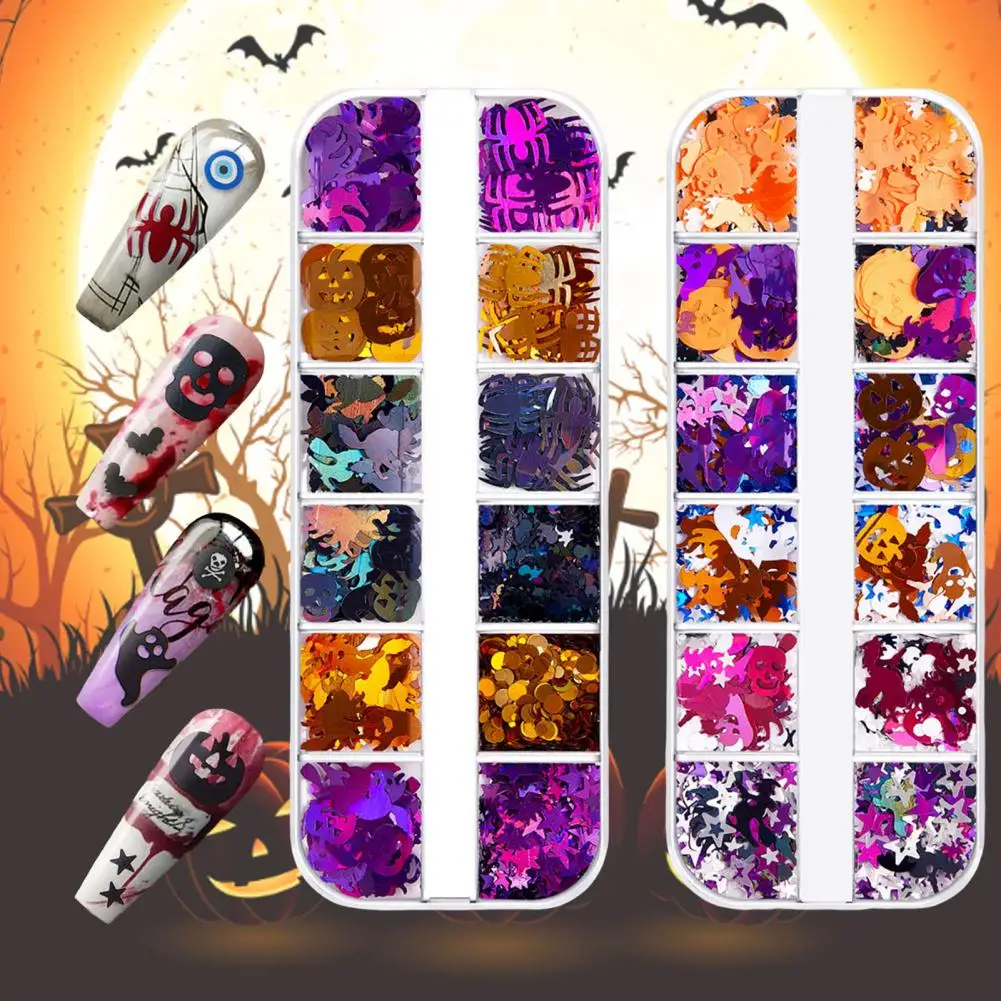 Manicure Ornament Gemakkelijk Toepassing Huisdier Decoratieve Diy Nail Art Halloween Glitter Vlokken Pailletten Nail Ornament Nagel Benodigdheden