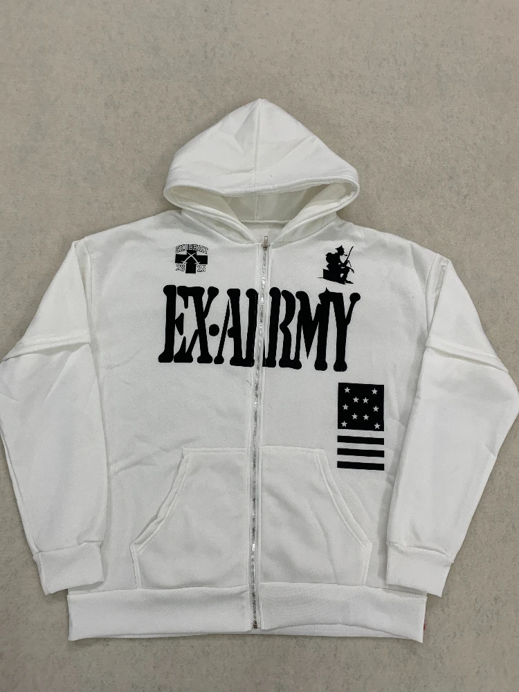 

Новая толстовка Y2K в стиле гранж с молнией, принтом американского флага и надписями, повседневная уличная толстовка в стиле панк, спортивная одежда 2026 года