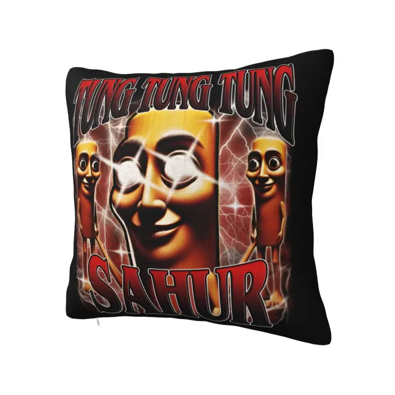 Tung Tung Tung Sahur Italian Brainrot Cushion Cover 66x66 cm Polyester Throw Pillow Case For Sofa Decoration Bedding Pillowslip