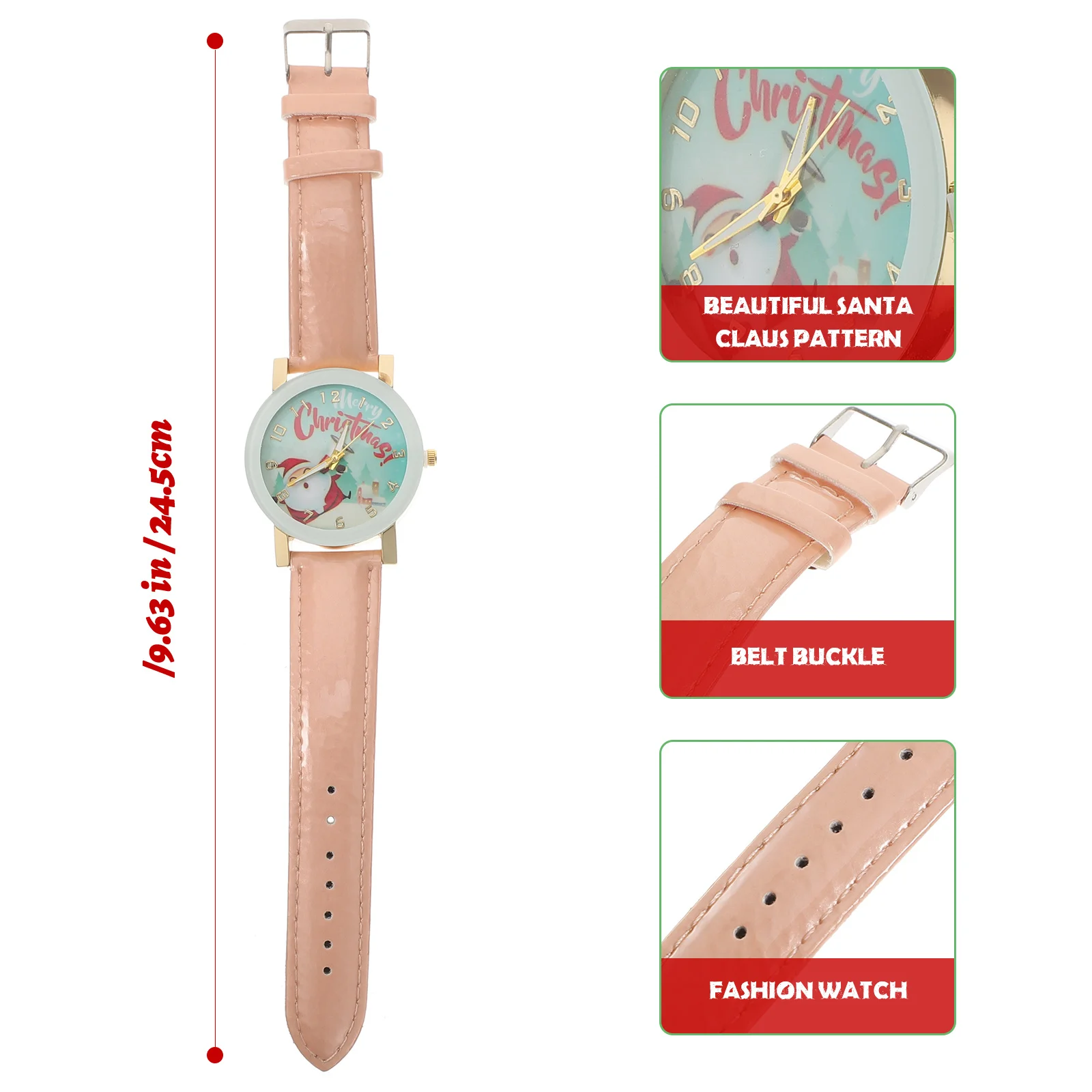 Christmas Santa Horseshoe Quartz Watch Pink Wristwatch Women Christmas Wristwatch Stylish Holiday Gift