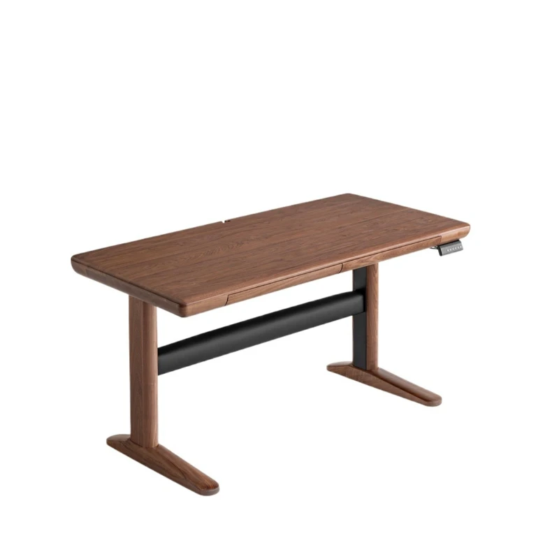 North American Black Walnut Electric Desk Lifting Computer Desk Solid Wood Thickened Office Study Long Workbench SZ44