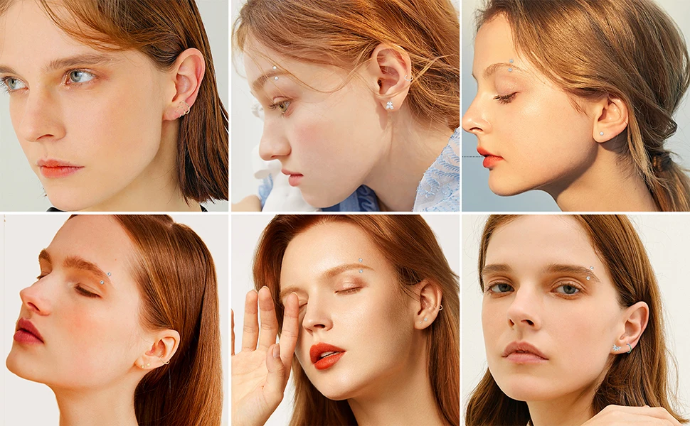 Drperfect 1 Stück 16G Augenbrauenringe aus Edelstahl, Bauch-, Lippen-, Knorpel-, Rook-, Daith-, Tragus-Ohrringe mit CZ, gebogener Barbell-Piercing. – Detail 4
