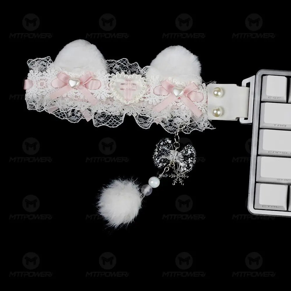

Lace Cat's Ears Keyboard Ribbon Mechanical Keyboard Strap Customization Magnetic Axis Keyboard Strap Wooting Atk68 Decor
