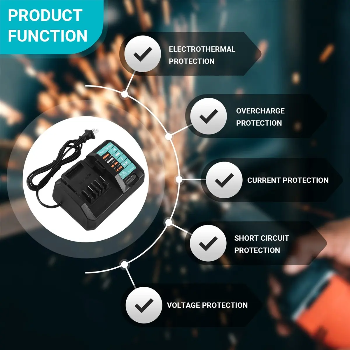 

CCDDBG 14.4V-18V Charger DC18WA for Maktec MAKITA DC18SG DC1851 BL1813G BL1415G BL1815G BL1413G UH522D UM167D UR180D -US Plug
