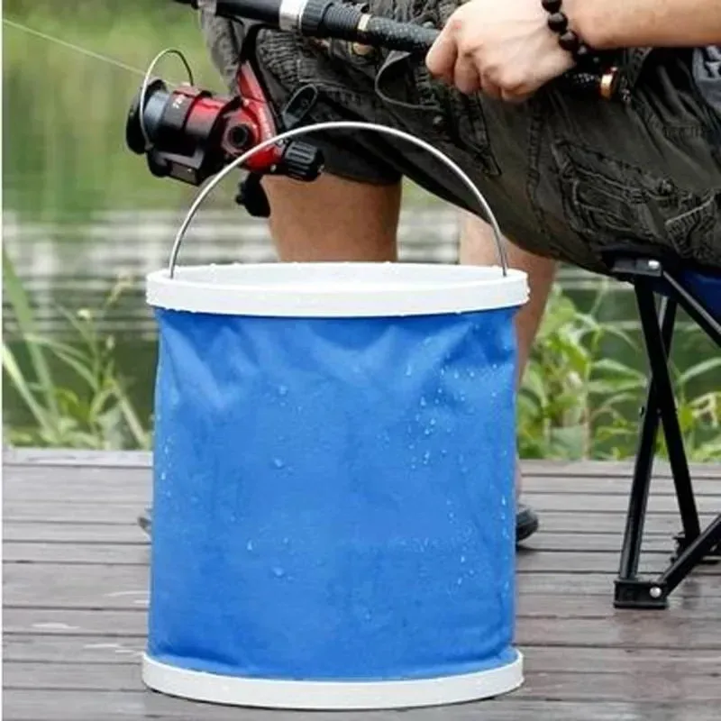 1pc 11L Portable Folding Car Wash Bucket, Travel Folding Bucket, Foldable Carrying Basket, Outdoor Fishing Bucket