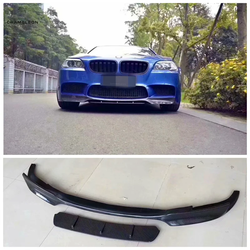 For BMW 5 Series M5 F10/F18 2014-2019 Real Carbon Fiber Bumper Front Lip Splitter Diffuser Lip Protector Cover