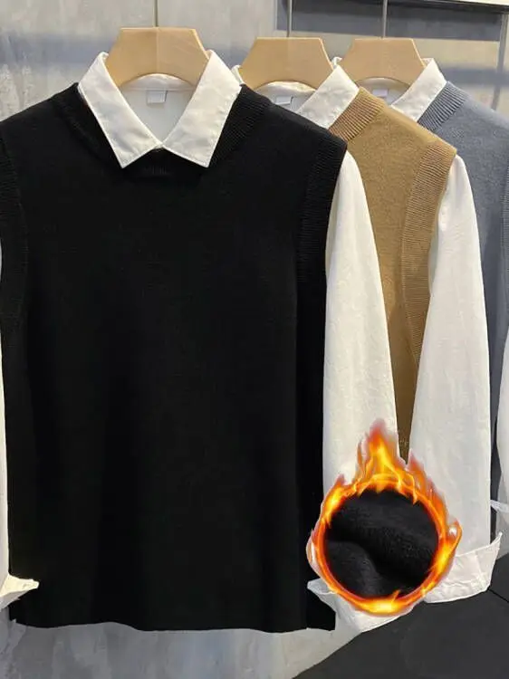 

Модный мужской вязаный свитер с воротником irt, универсальный весенне-осенний новый корейский вариант, модный жилет, верхняя одежда