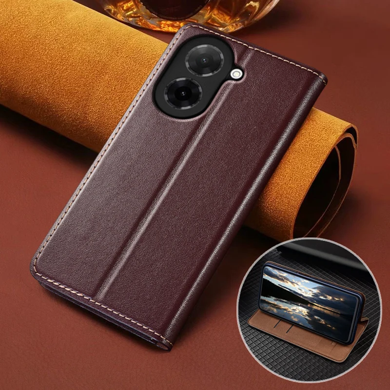 

For XIAOMI Redmi A5 4G POCO C71 Flip Case Napa Texture Magnetic Cover Luxury Cowhide Genuine Leather Card Pocket Wallet Cases