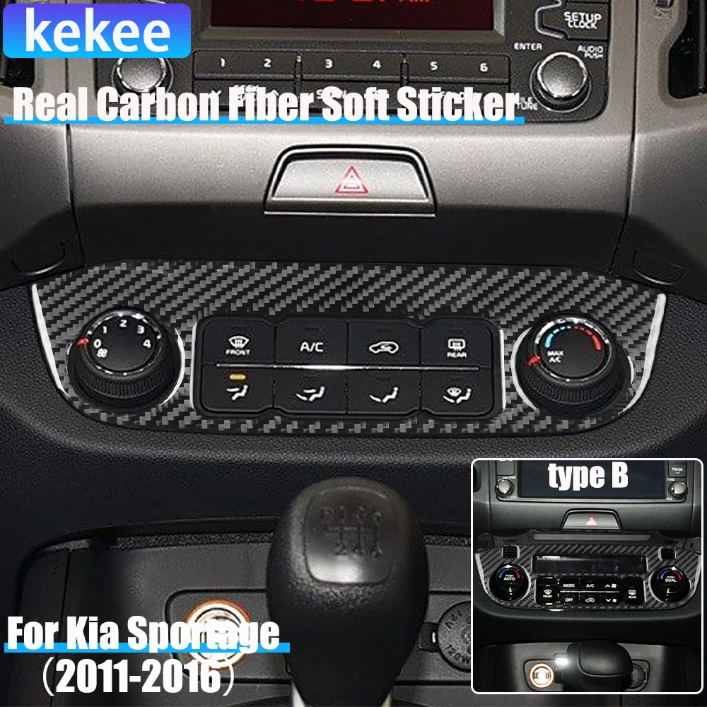 

Автомобильные аксессуары из настоящего углеродного волокна, крышка панели управления климат, мягкая наклейка для Kia Sportage 2011 2012 2013 2014 2015 2016