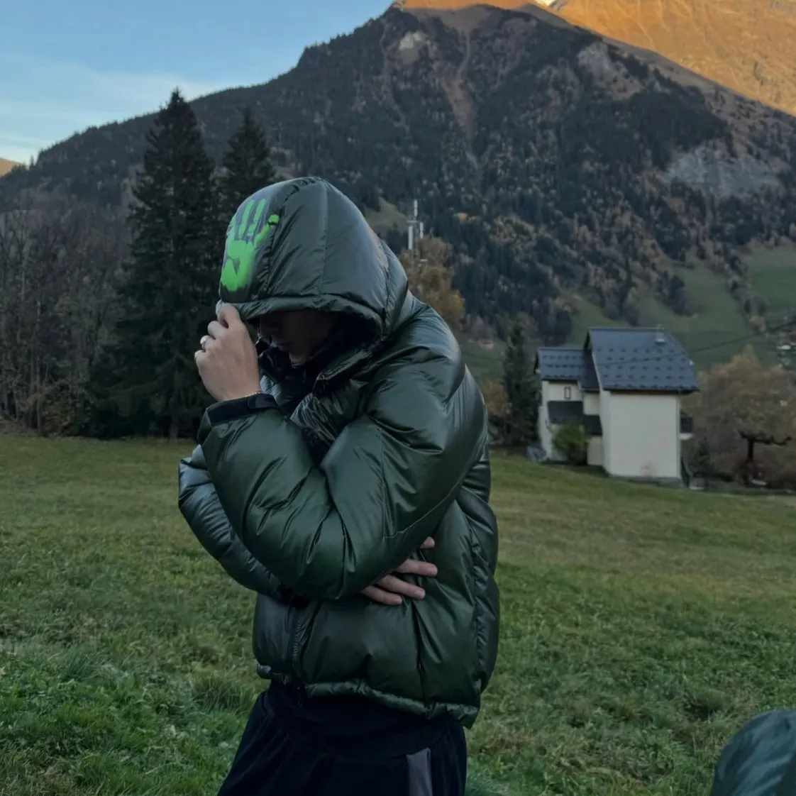 

American High Street ex Loose Warm Cotton Jaet Hooded Thermal Color Changing Youth Faion Casual Long Sve Coat