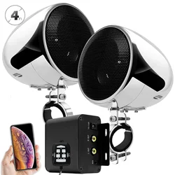 150W 2CH Motorcycle Audio System with Multimedia Stereo Amplifier, 4 Inches Waterproof Speakers, Bluetooth, FM Radio, AUX MP3