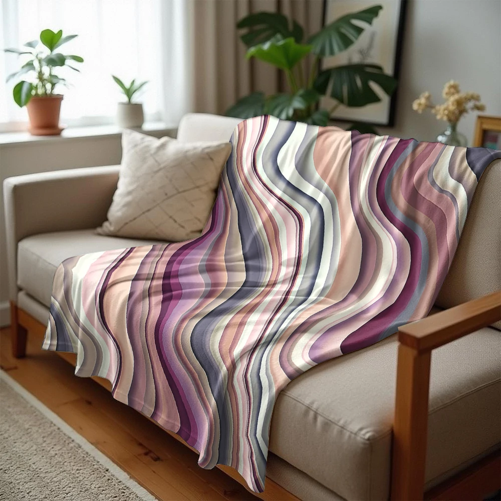 Pastel Flow Layers Cartoon Anime Print Flannel Blanket Soft Warm Throw for Kids Bedroom Sofa Bed Christmas Office Car