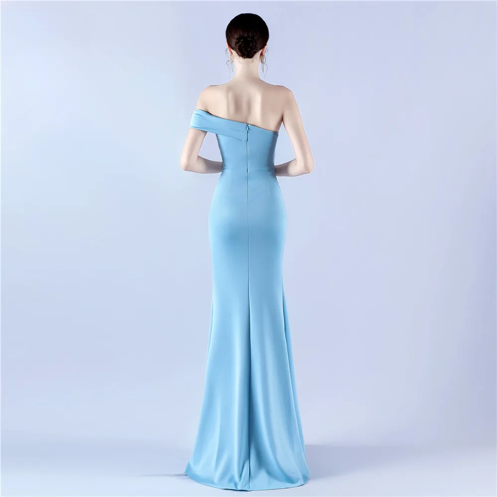 Women's Off Shoulder Evening Dress Sexy Slit One Shoulder Prom Party Dresses Simple Design Special Occasion Dresses Prom Gown