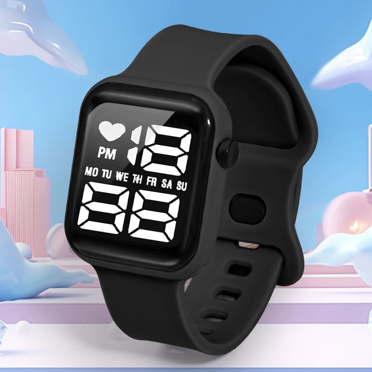 

Детские электронные часы с отображением даты в форме сердца, минималистичные спортивные электронные часы, цифровые часы для студентов и повседневной жизни