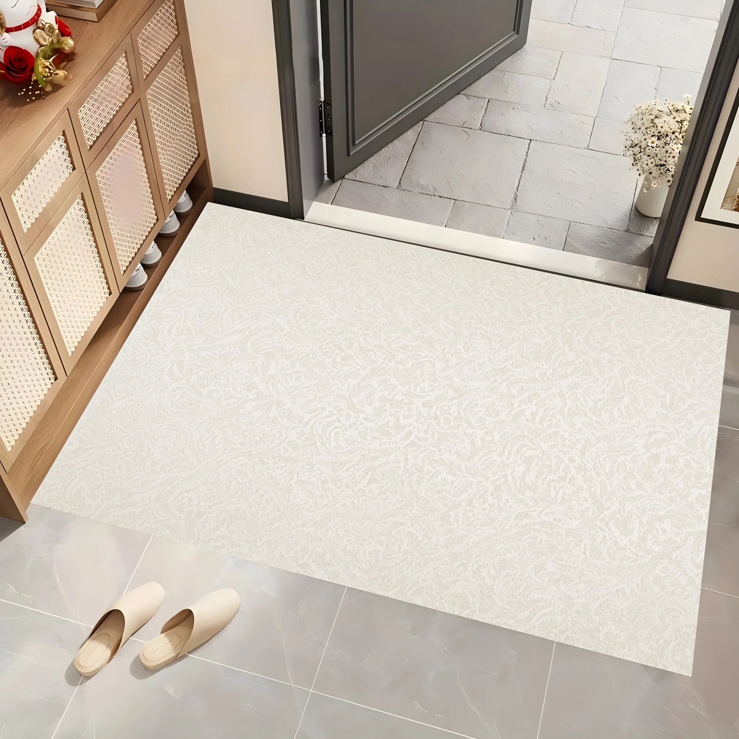 Large Area Rug Off White Subtle Texture Minimalist Cream Style Soft Velvet Living Room Bedroom Home Decor Area Rug