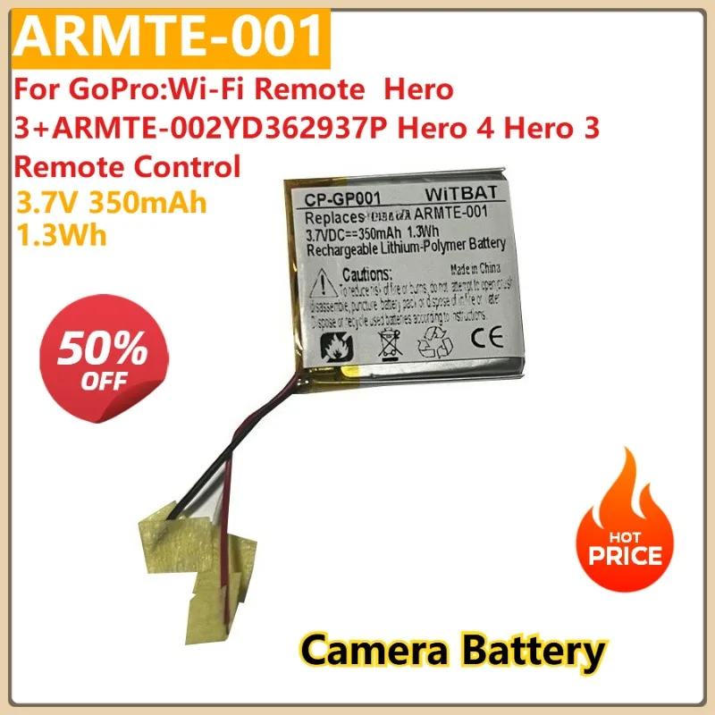 

Для GoPro: Wi-Fi Remote Hero 3 + ARMTE-002YD362937P Hero 4 Hero 3, цифровая батарея с дистанционным управлением ARMTE-001, 3,7 В, 350 мАч, 1,3 Втч
