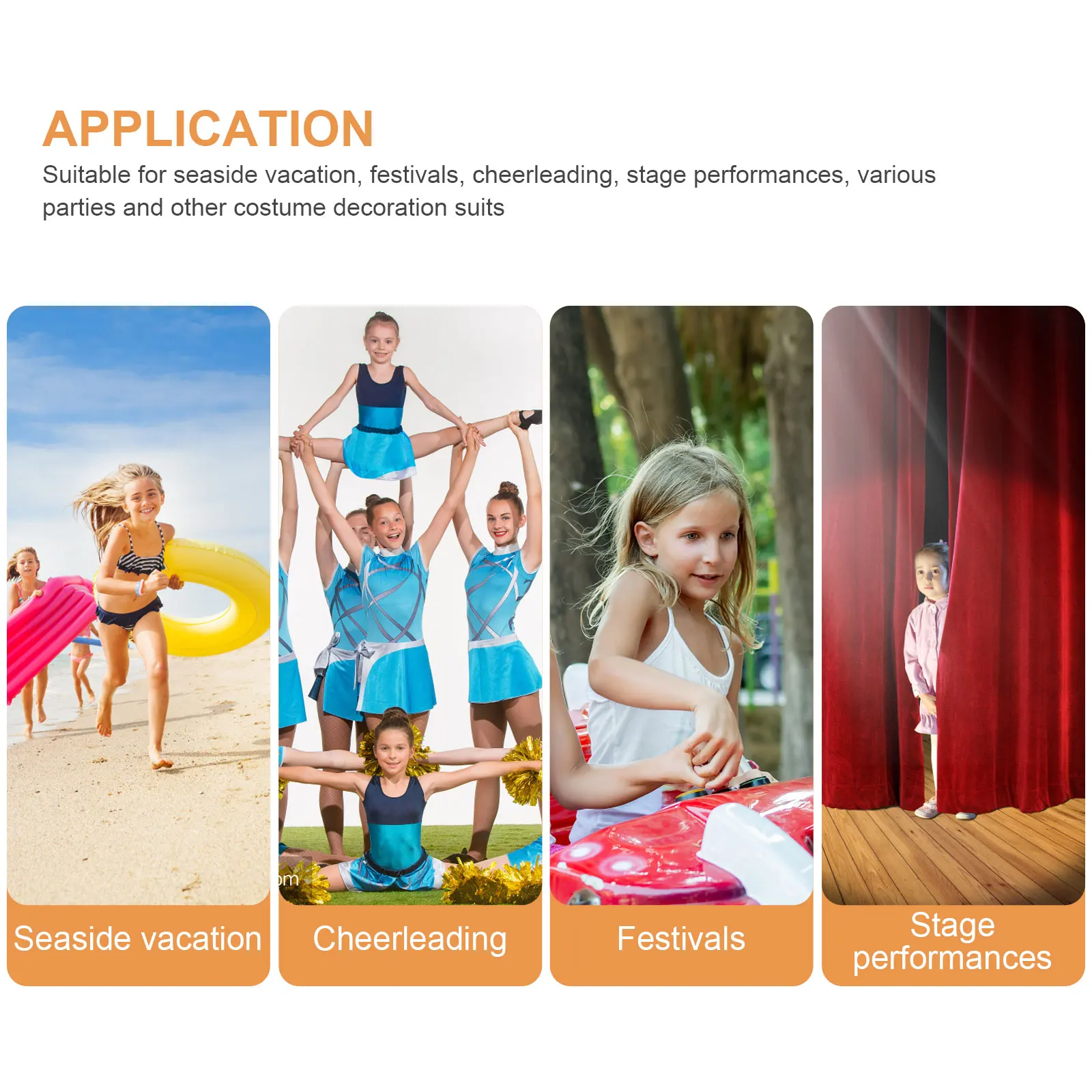 6 pcs Children Costume 40CM Thick Hawaii Straw Hawaii Straw Skirt Skirt Performance Wear Green Set Accessories Cosplay