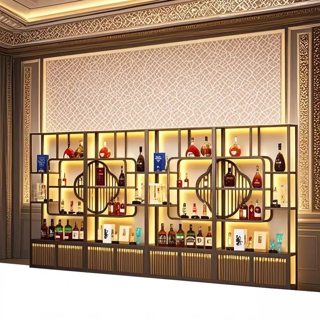 

Новый винный шкаф в китайском стиле, светящаяся дистилляционная напольная винная стойка, витрина, коммерческая
