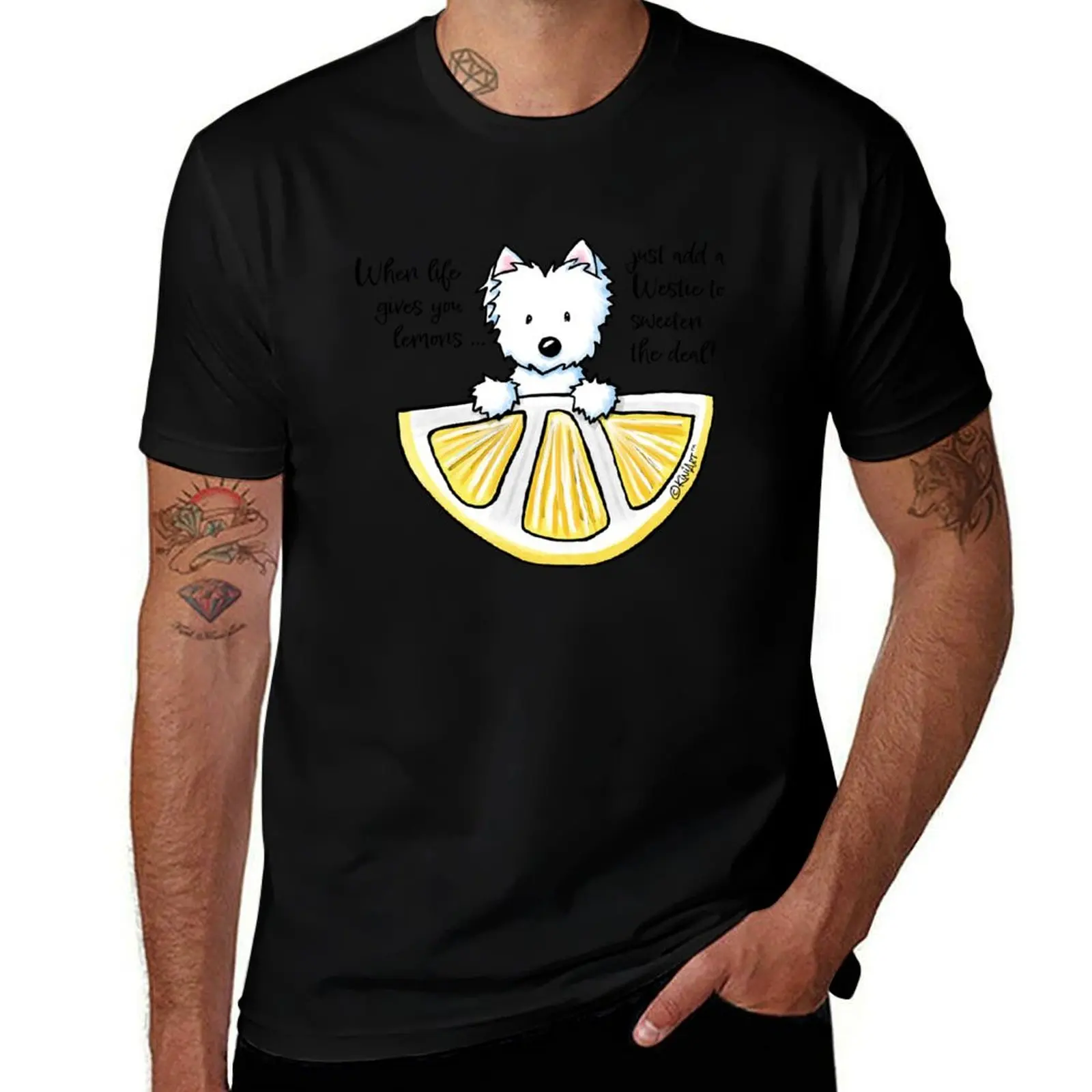 KiniArt Life Lemons Westie T-Shirt Casual Loose Fit Short Sleeve T-Shirt