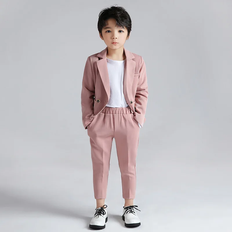 Boys Suits For Weddings Kids Double Breasted Blazer Pants 2Pcs Photography Outfit Enfant Mariage Garcon Children Tuxedo Costume