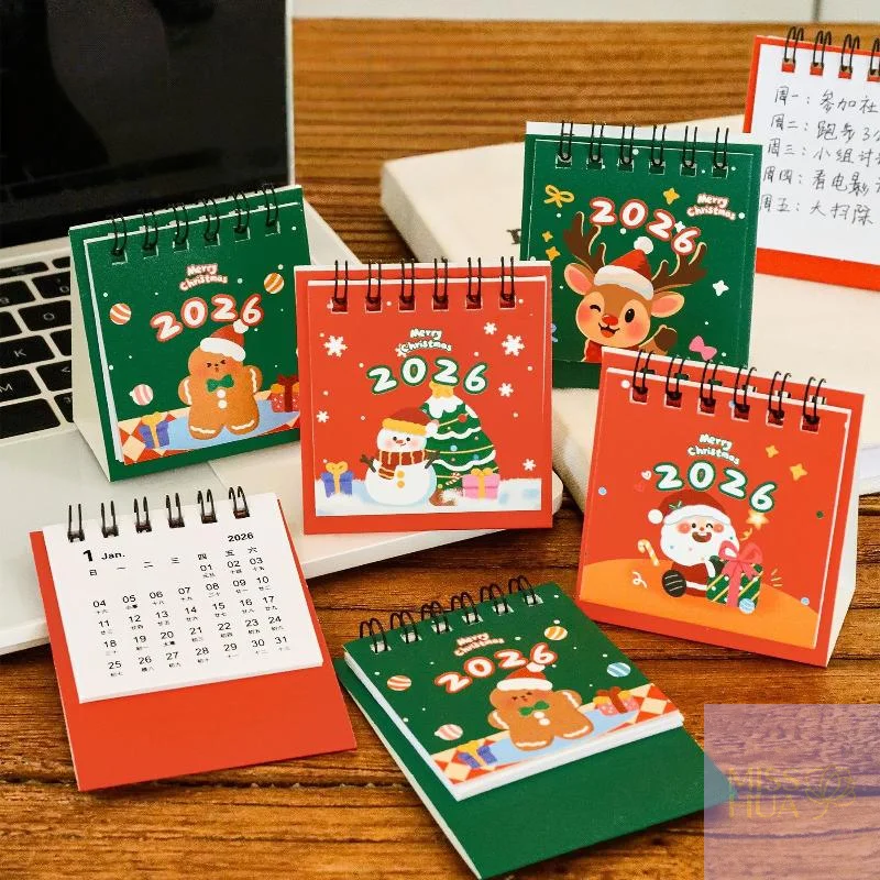 ของขวัญคริสต์มาสสุดน่ารัก: ปฏิทินตั้งโต๊ะการ์ตูนมินิ 2026; ใช้งานได้จริงแต่ยังตกแต่งโต๊ะทำงานได้ดี