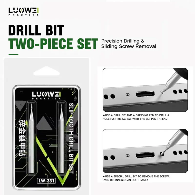 LUOWEI LW-331 Phone Repair Stripped Screw Extractor Alloy 2.35mm for Phone Sliding Drill Bit Removal Extraction Tool
