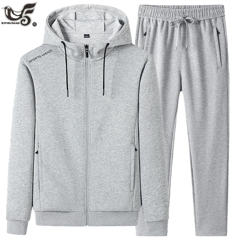 Fashion Print Tracksuit Men Pure Cotton Hooded Sweatshirt + Sweatpants Two Pieces Suits Male Casual Fitness Jogging Sports Sets