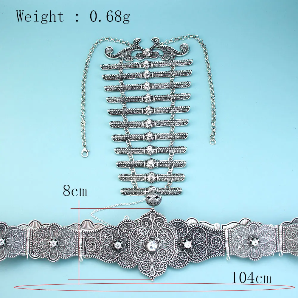 Sunspicems Chic Caucasus Belt Dress Waist Chain Breastplate Necklace Bridal Wedding Jewelry Sets For Women Turkish Ethnic Bijoux