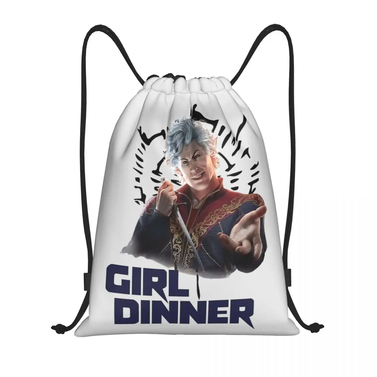 Astarion Girl Dinner Drawstring Bags Sports Backpack Gym Sackpack Baldurs Gate BG3 String Bag for Exercise