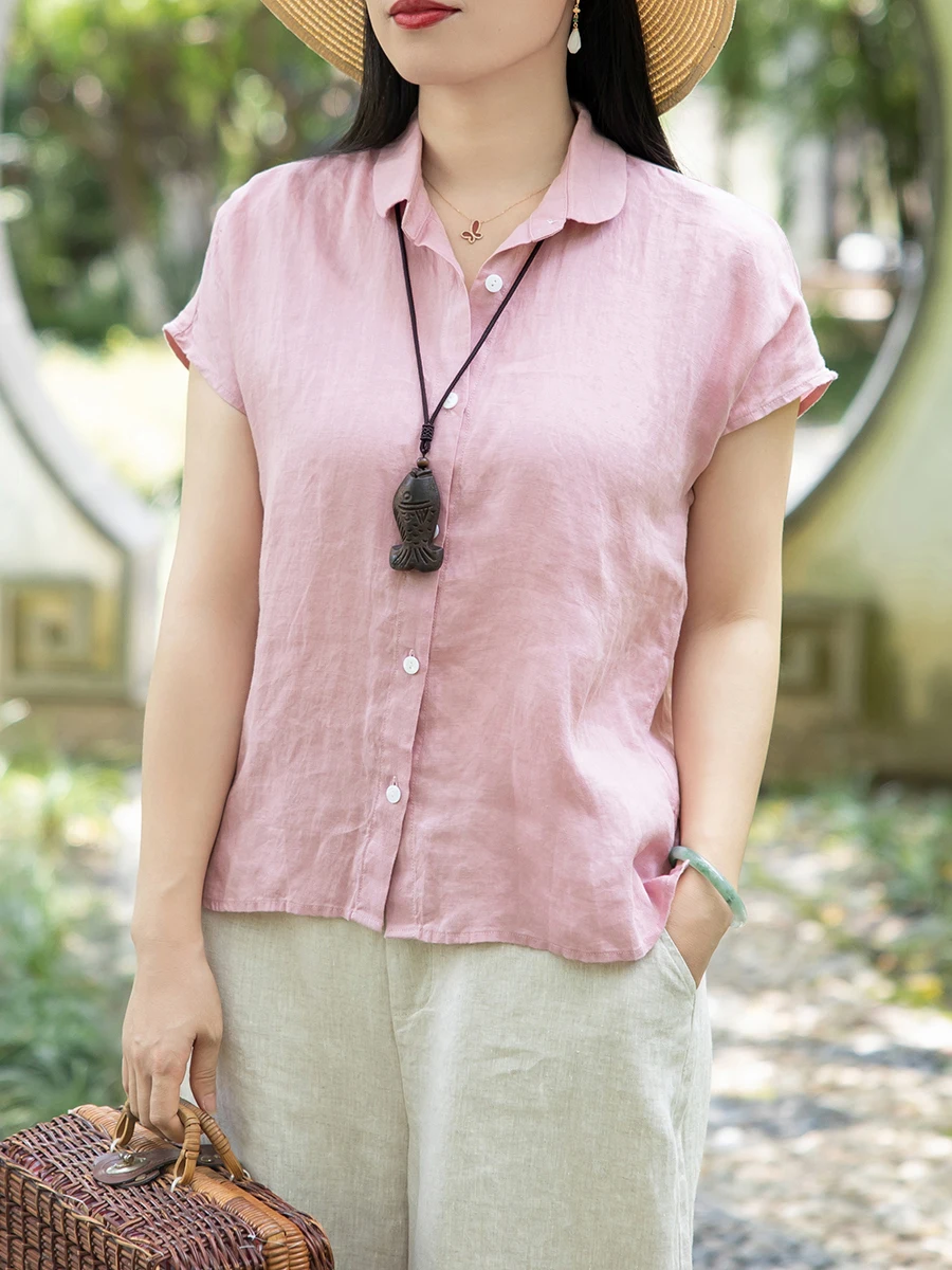 Kemeja Linen Wanita Gaya Jiang - Linen Shirt Breathable ulasan dan harga