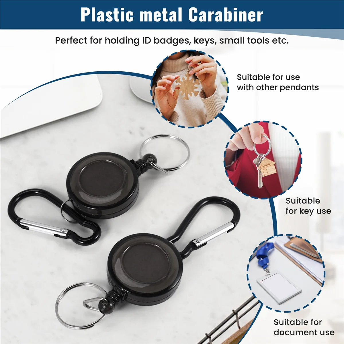 A03V 2 шт. БЕЙДЖНАЯ КАТУШКА - ВЫСТРОЙМЫЙ РЕЦЕЛЬ YOYO SKI PASS ID CARD ТРИМАЧ БРЕЛОК Цвет: Черный Количество: 2 шт.